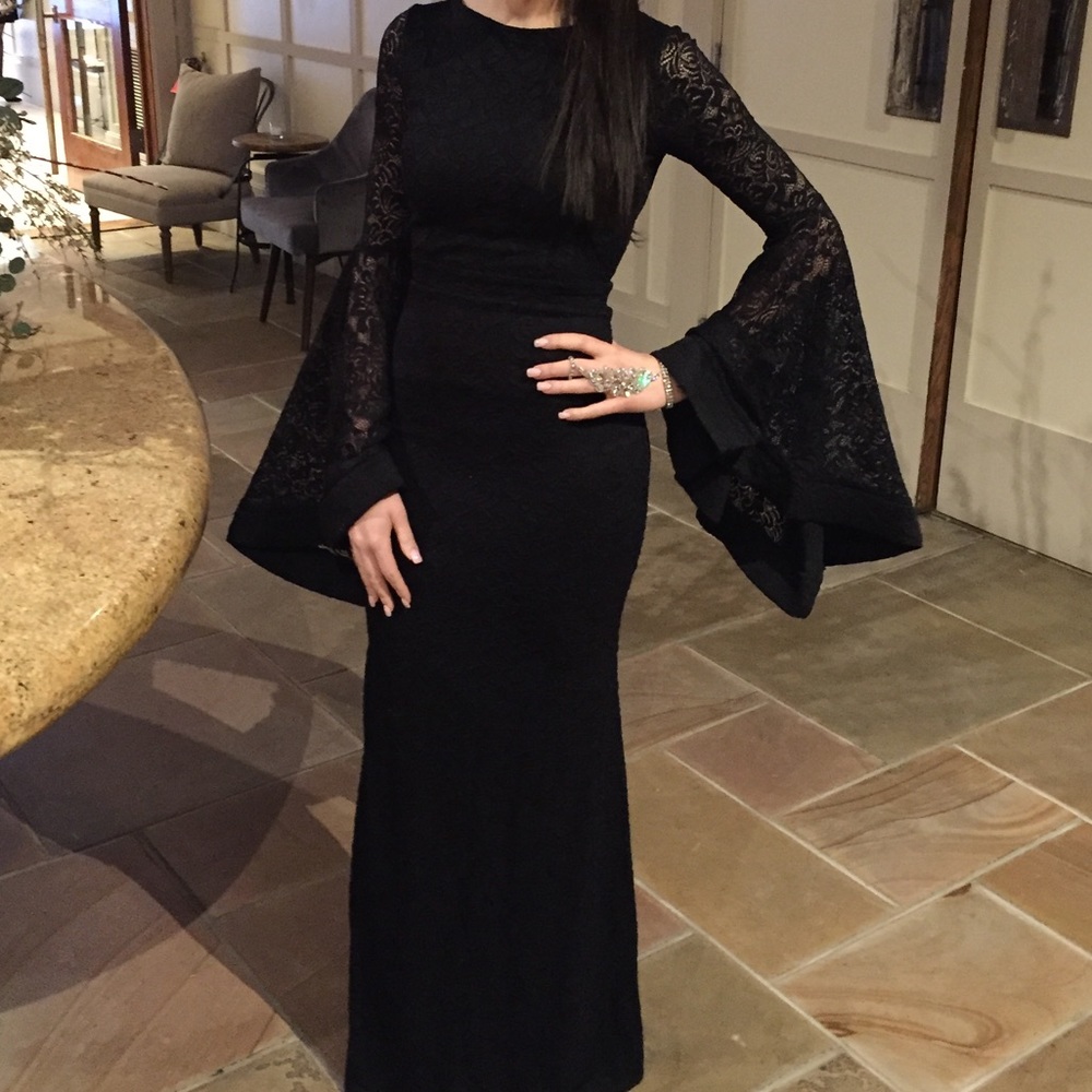 Windsor All Black Bell Sleeve Gown
